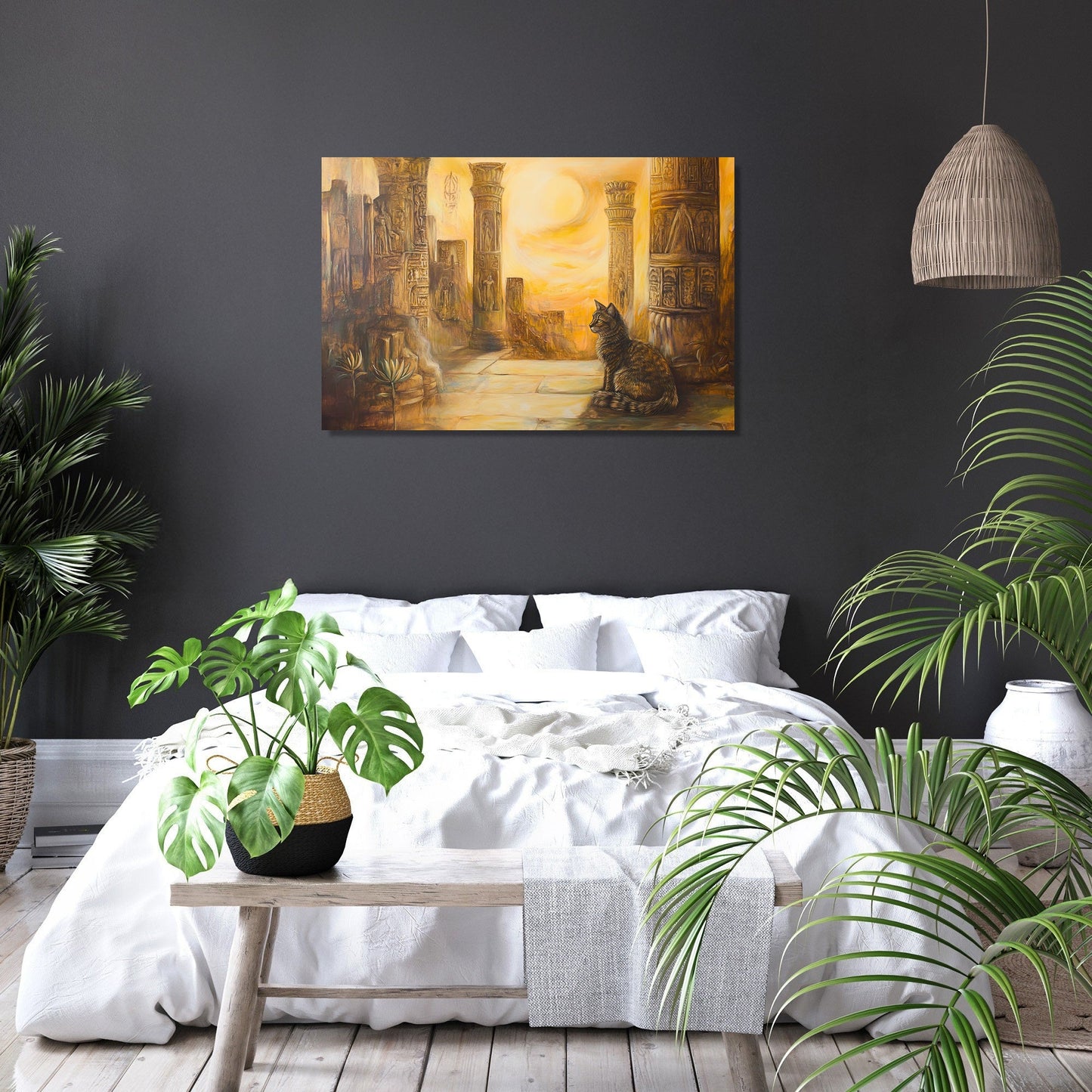Majestic Feline Temple Canvas