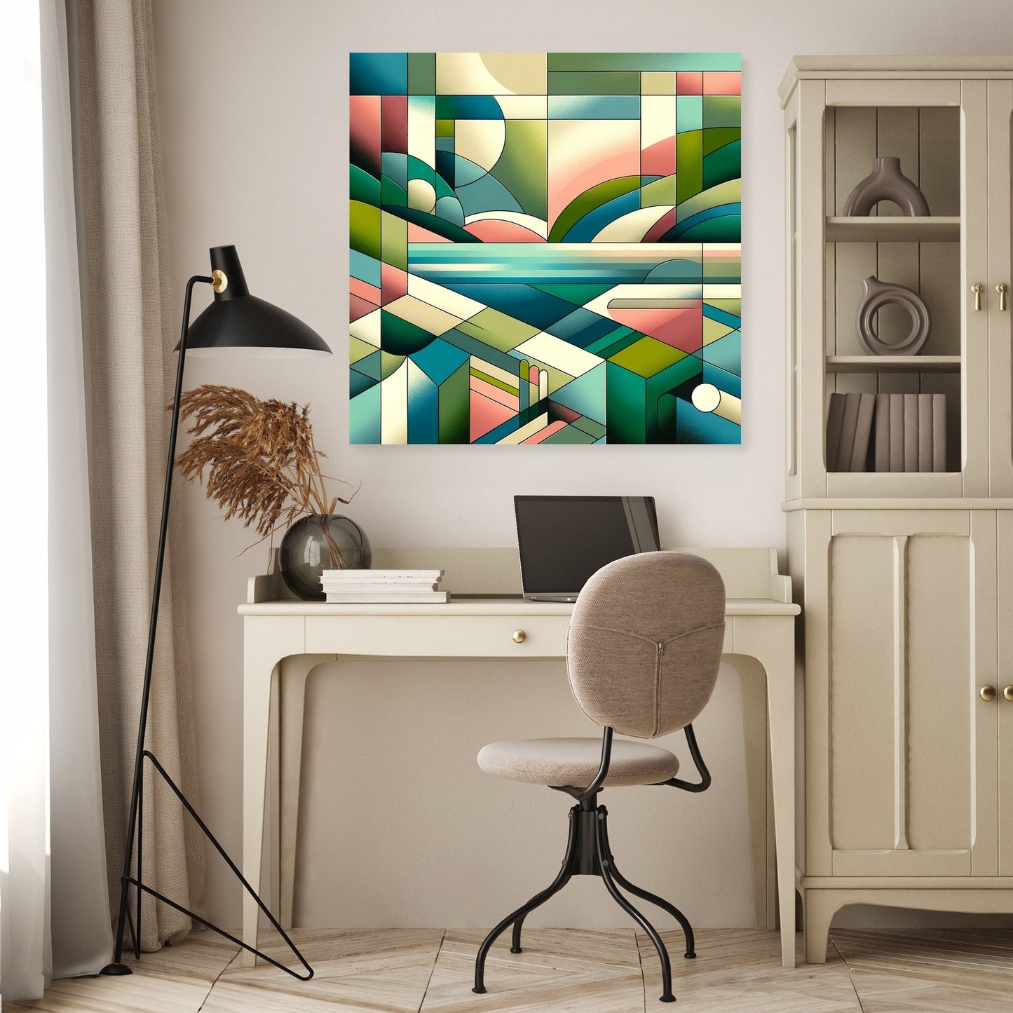 Serene Geometric Landscape Canvas