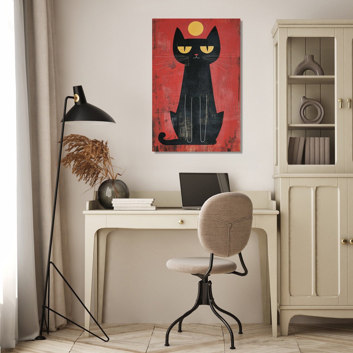 Edgy Black Cat Canvas