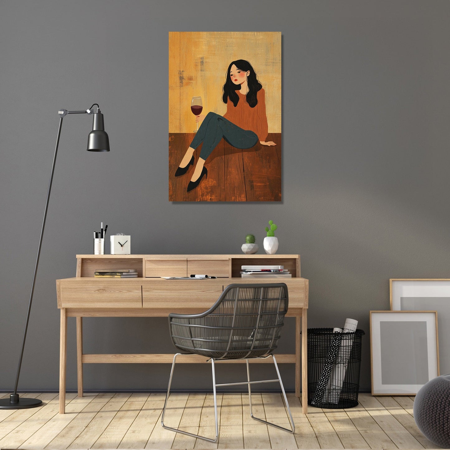 Woman with Wine Canvas