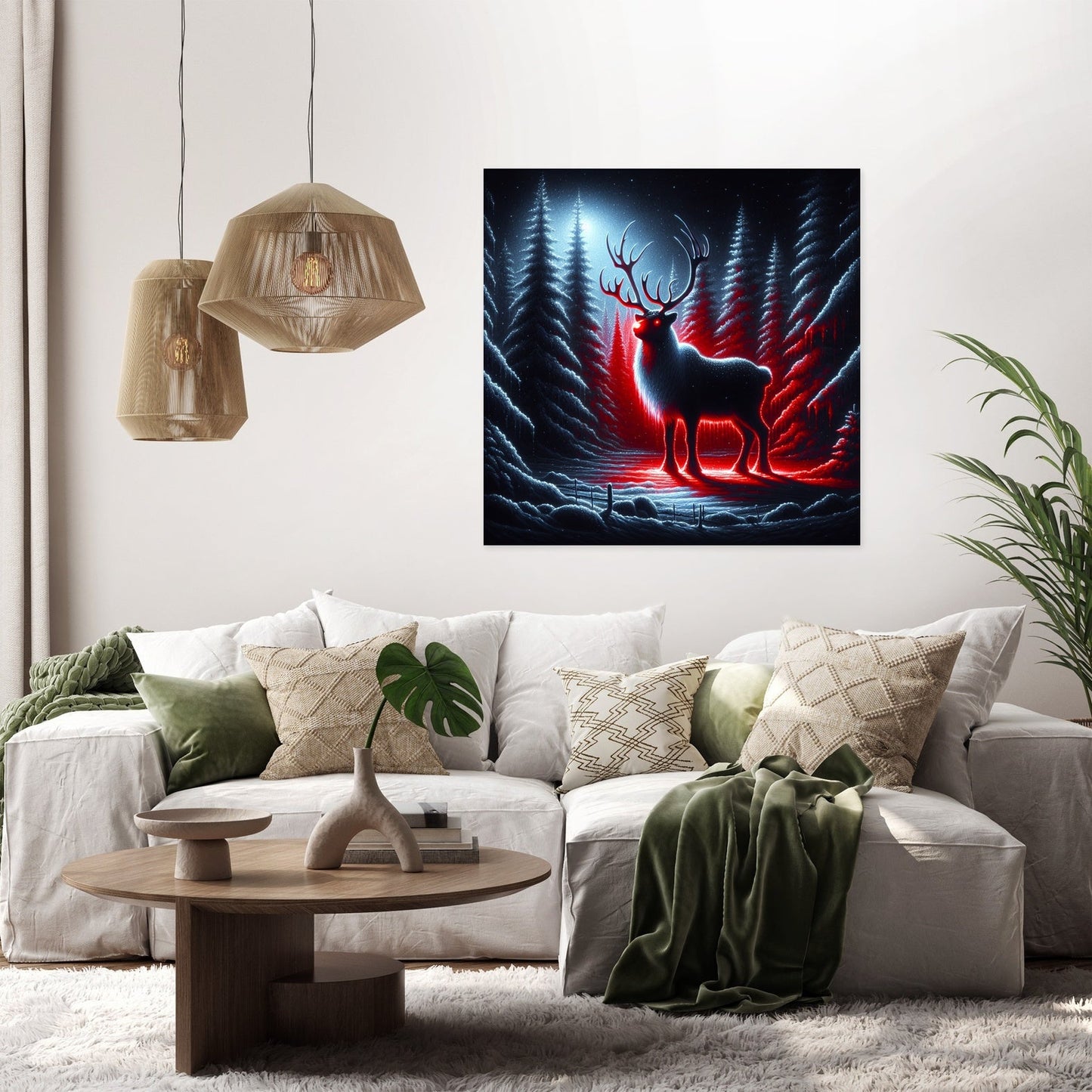 Reindeer's Radiance Nightfall Canvas