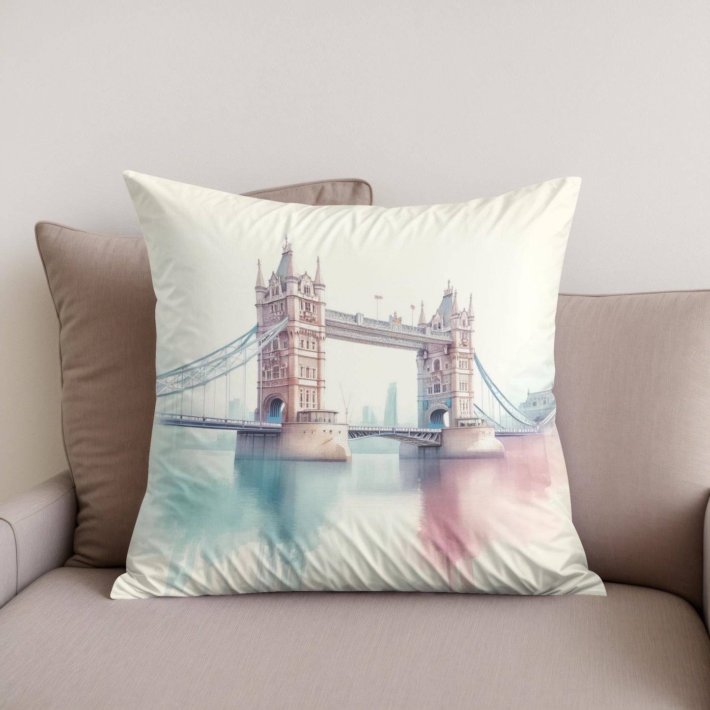 Pastel Modernism London Bridge Cotton Cushion