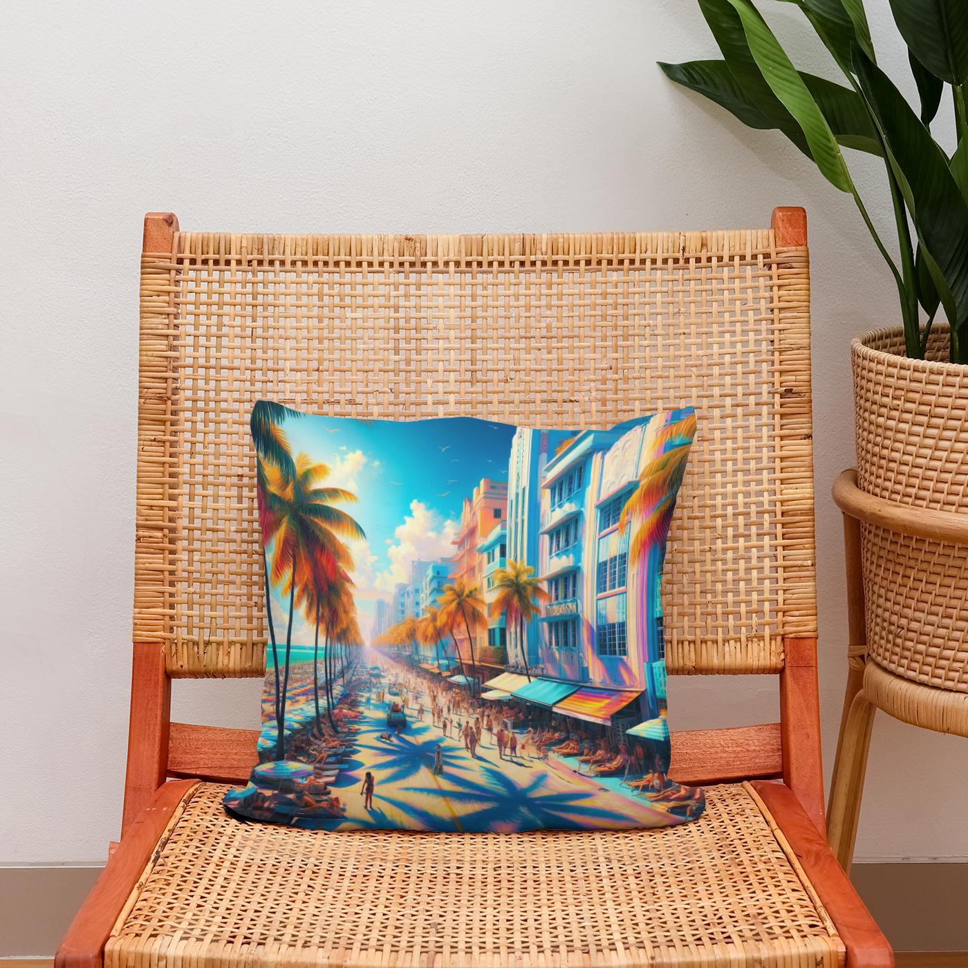 Vibrant Miami Summer Cotton Cushion