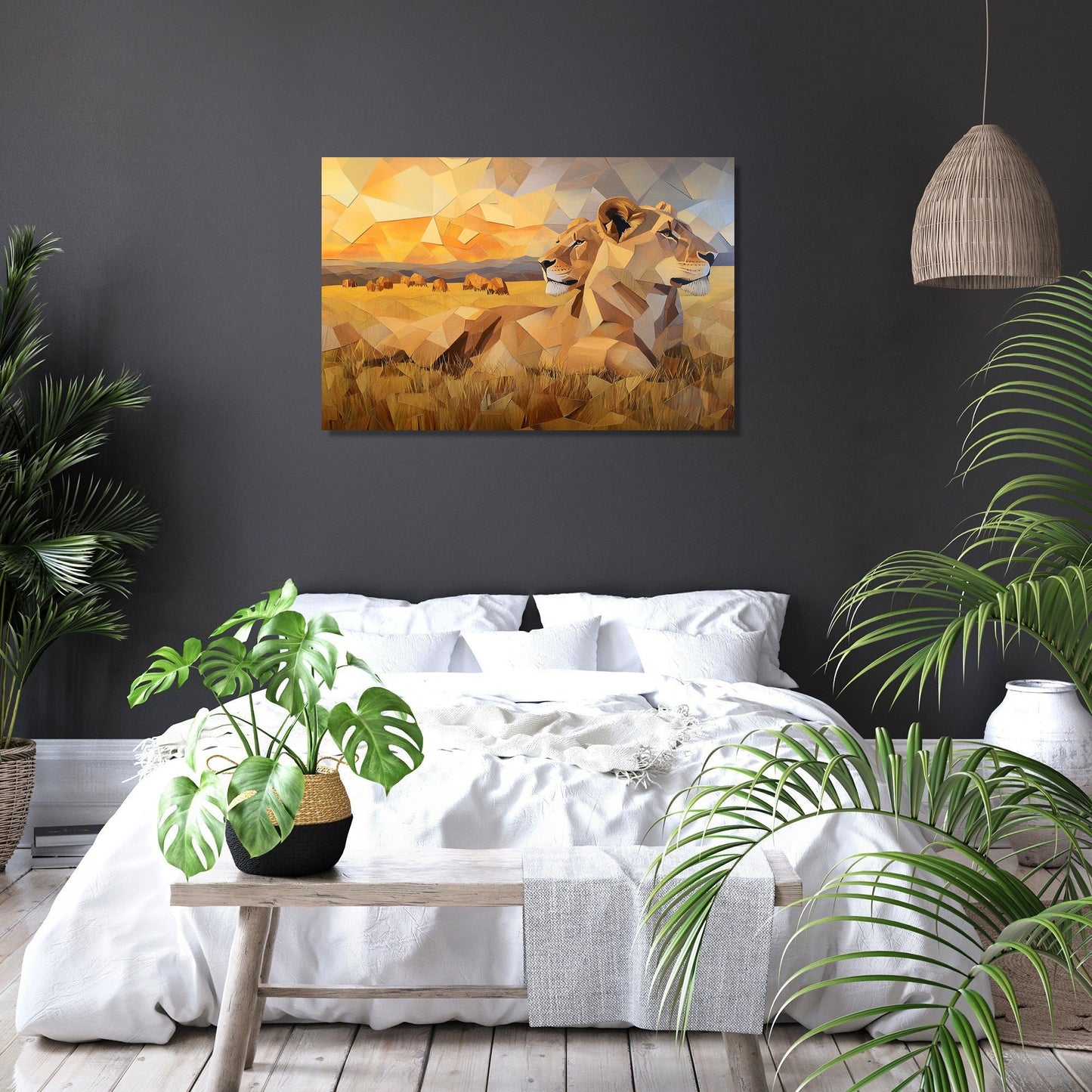 Geometric Lions Canvas