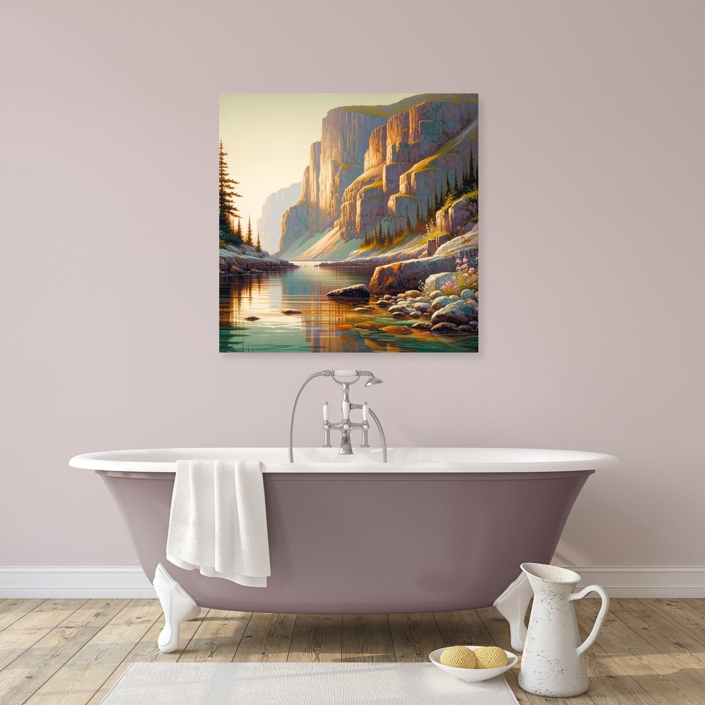 Cliffside Waterfall Serenity Canvas