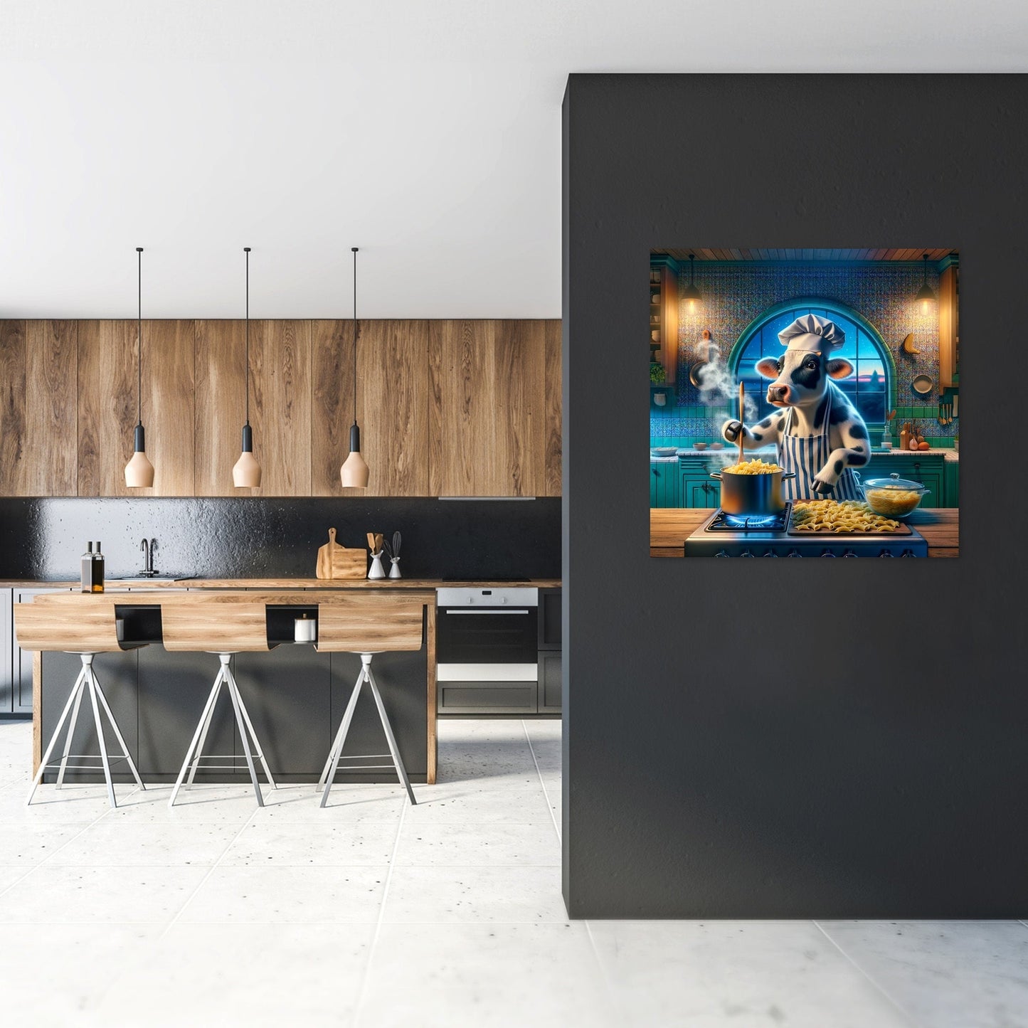 Pasta Chef Cow Canvas