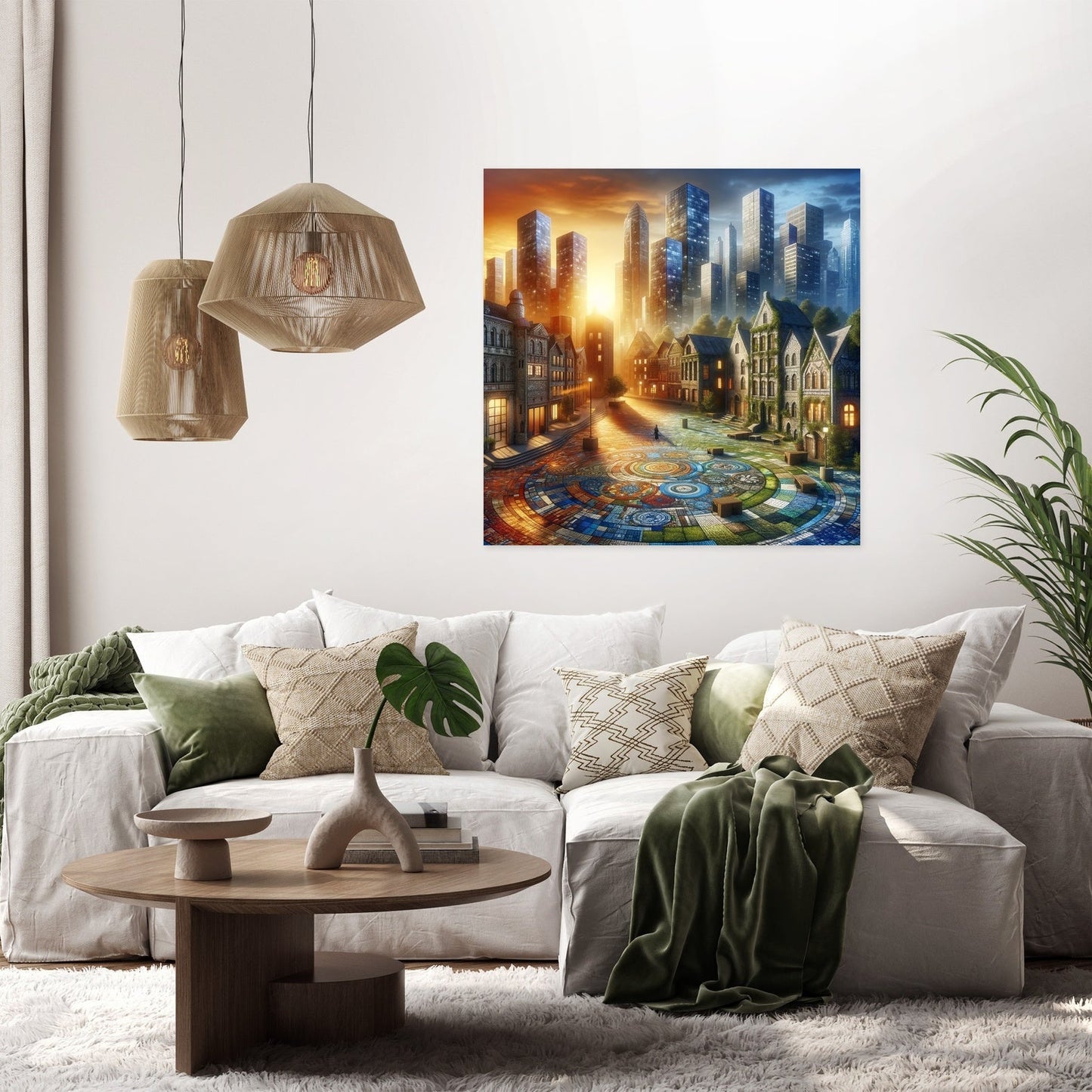 Time Mosaic Square Canvas