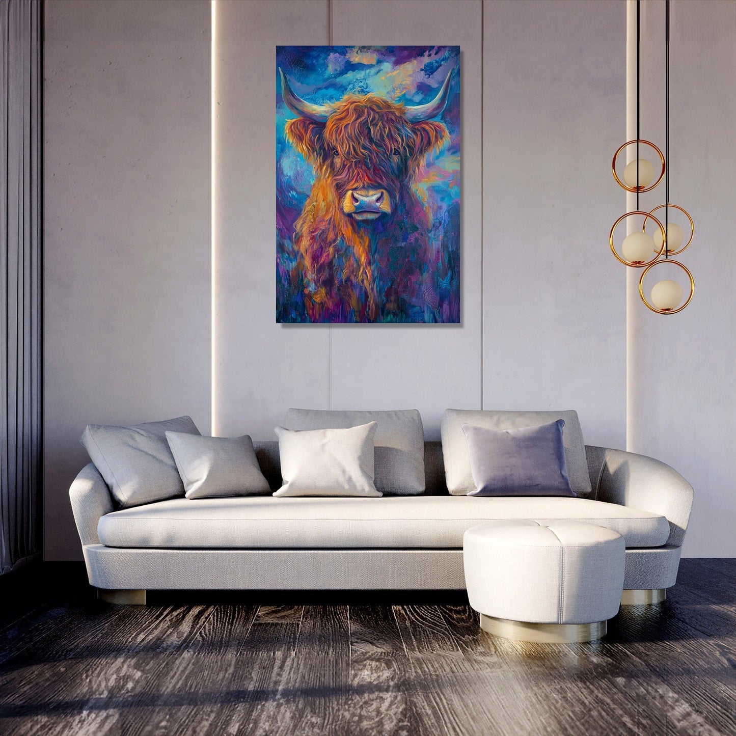 Twilight Highland Cow Canvas