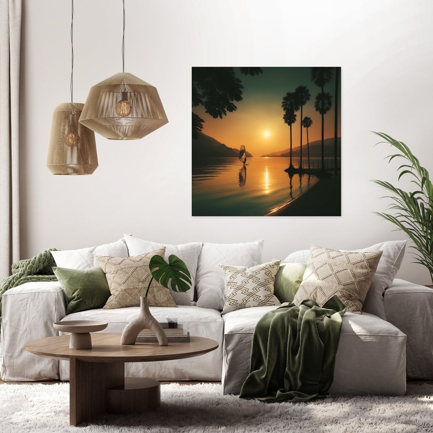 Lakeside Dusk Solitude Canvas