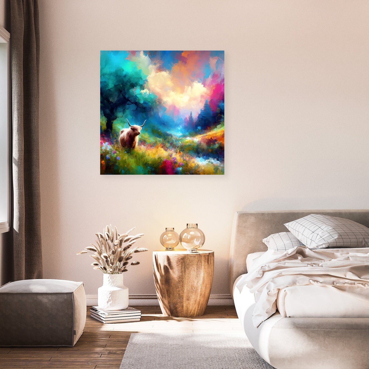 Vivid Highland Cow Escape Canvas