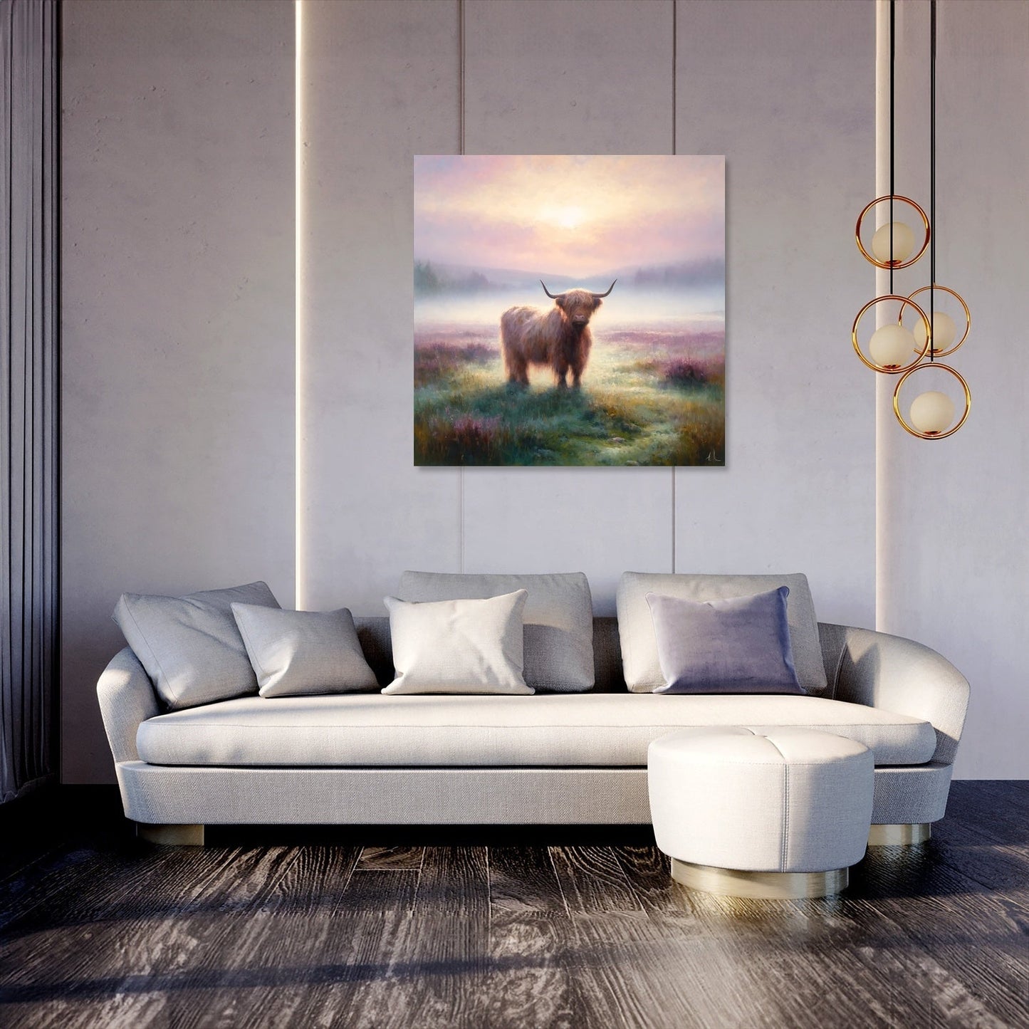 Highland Cow Dawn Canvas