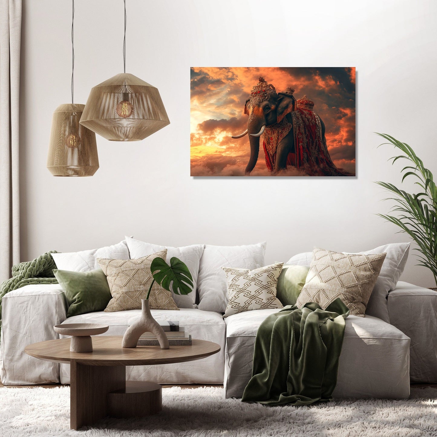 Majestic Sunset Elephant Canvas