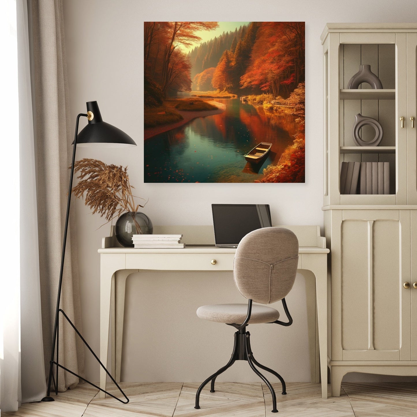 Autumn River Tranquility Canvas