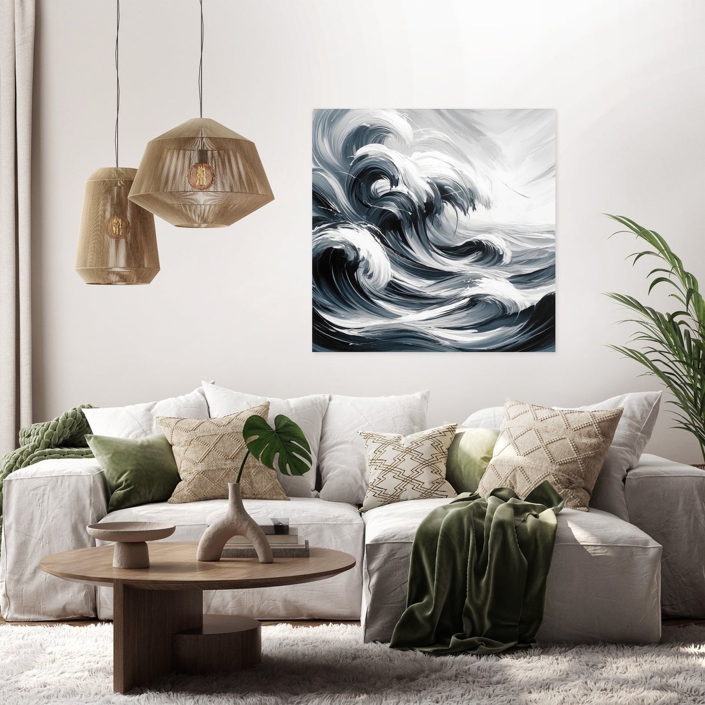 Monochrome Tides Canvas