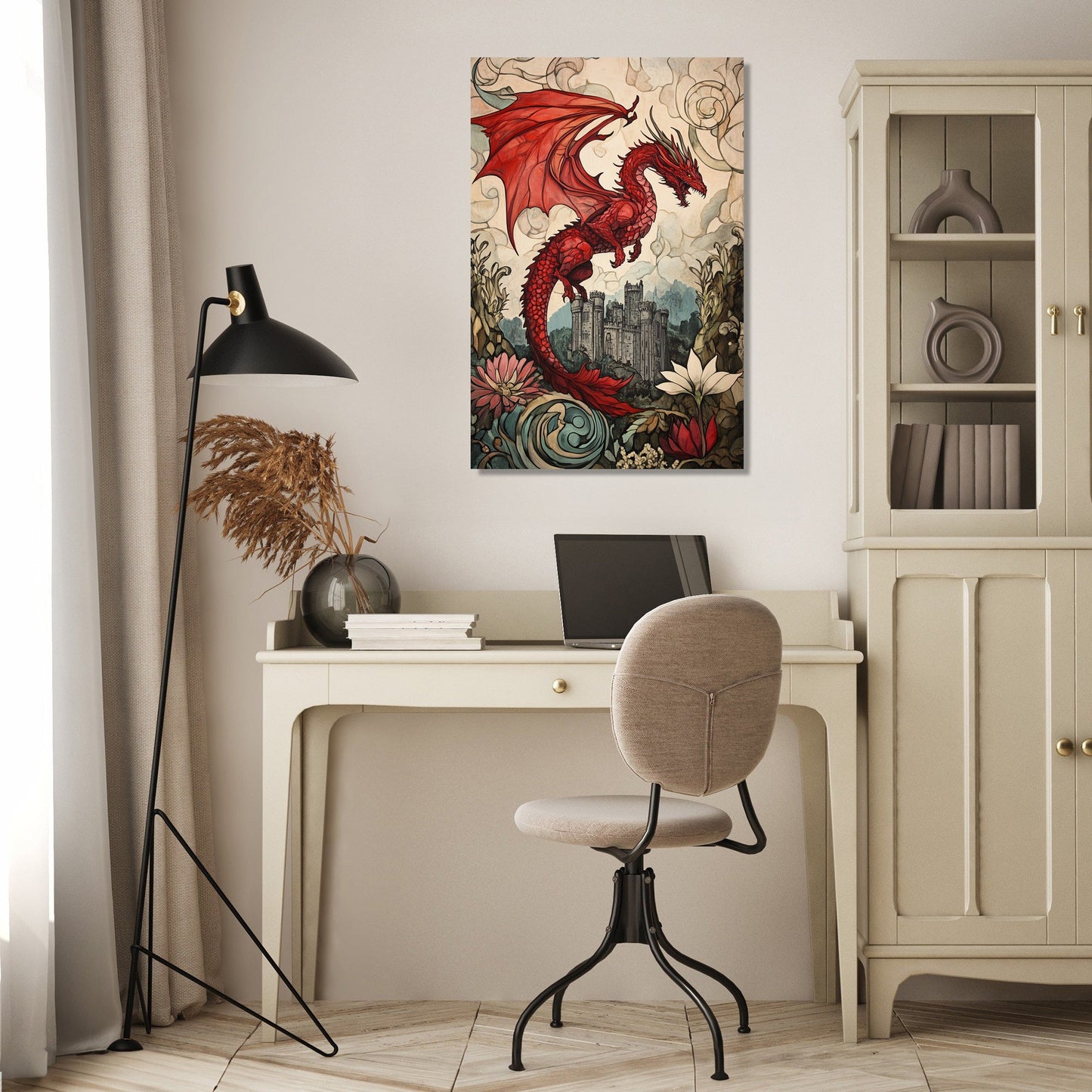 Dragon's Majesty Over Caernarfon Canvas