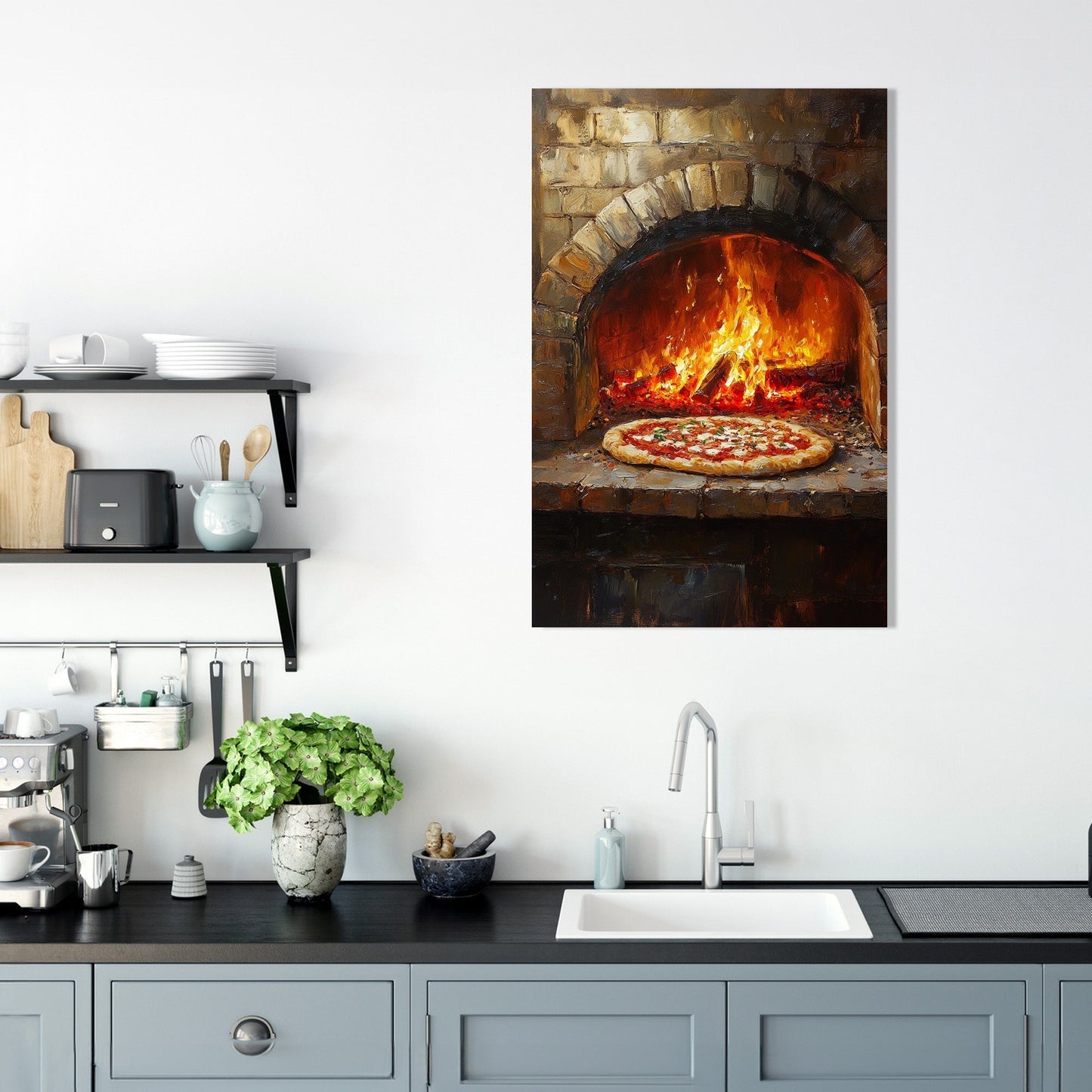Fiery Pizza Canvas