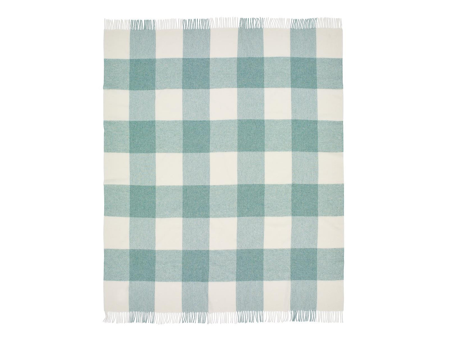 Pastel Block Check Merino Lambswool Throw - Eucalyptus