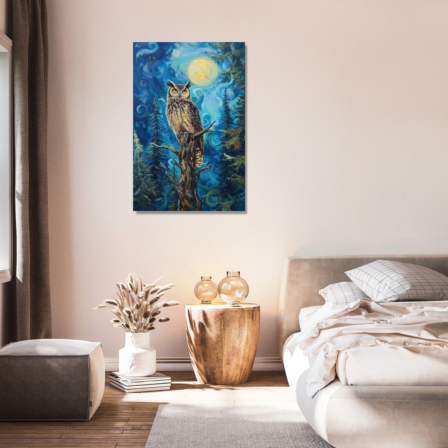 Owl's Midnight Reverie Canvas