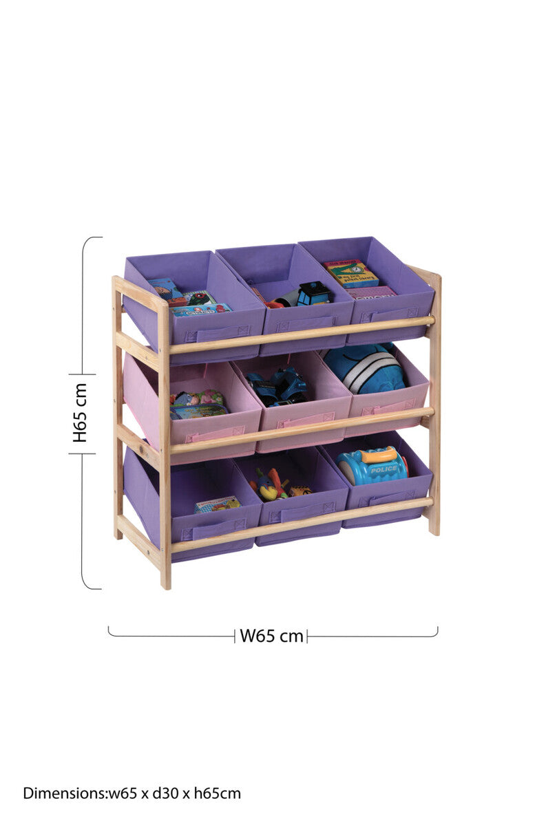 Pixel Pink and Purple 3 Tier Kids Storage Unit