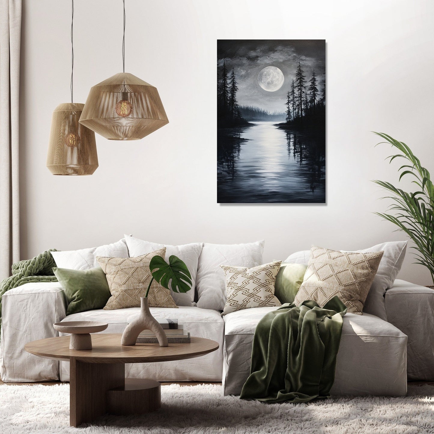 Lunar Serenity Lake Canvas