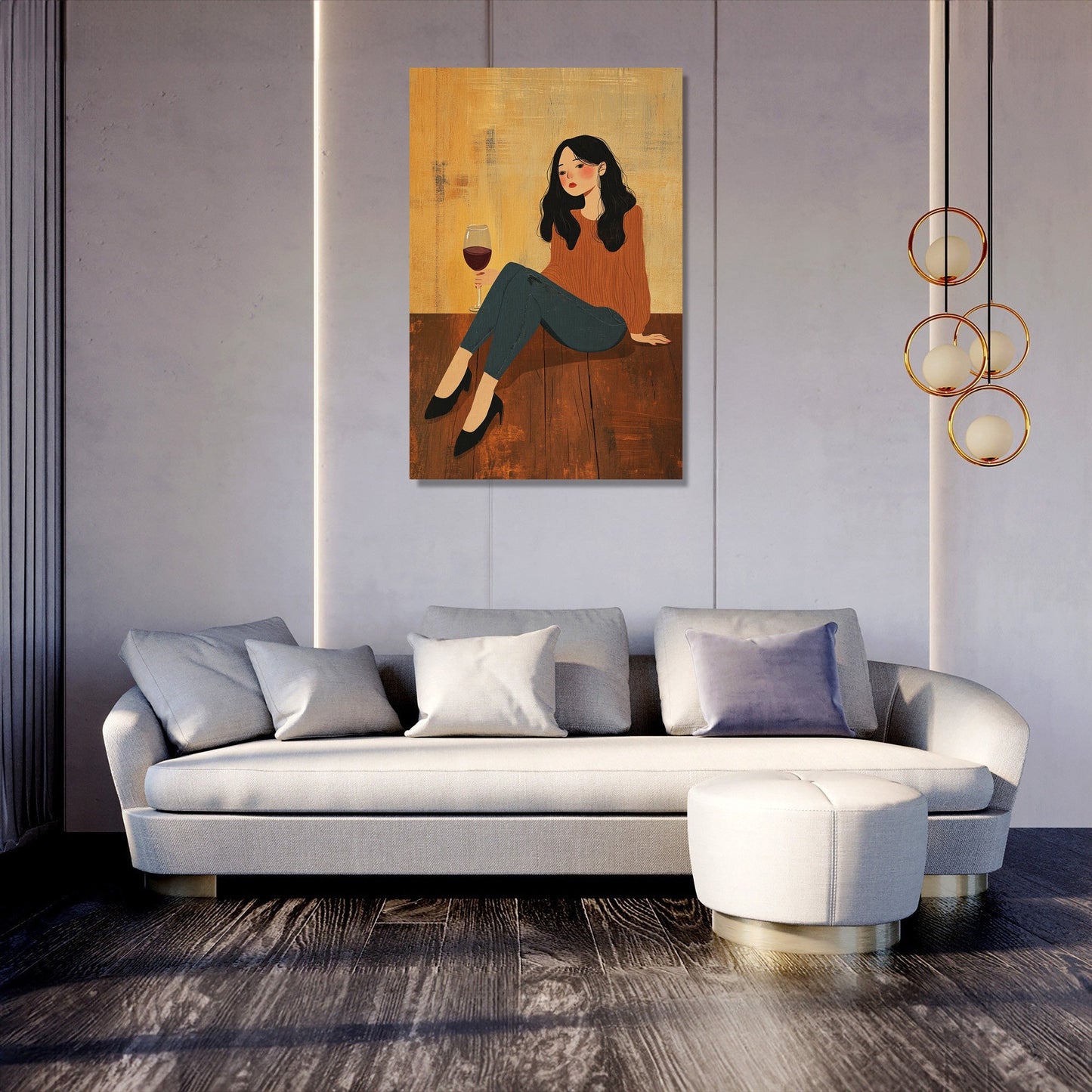 Woman with Wine Canvas