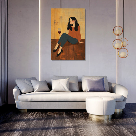 Woman with Wine Canvas