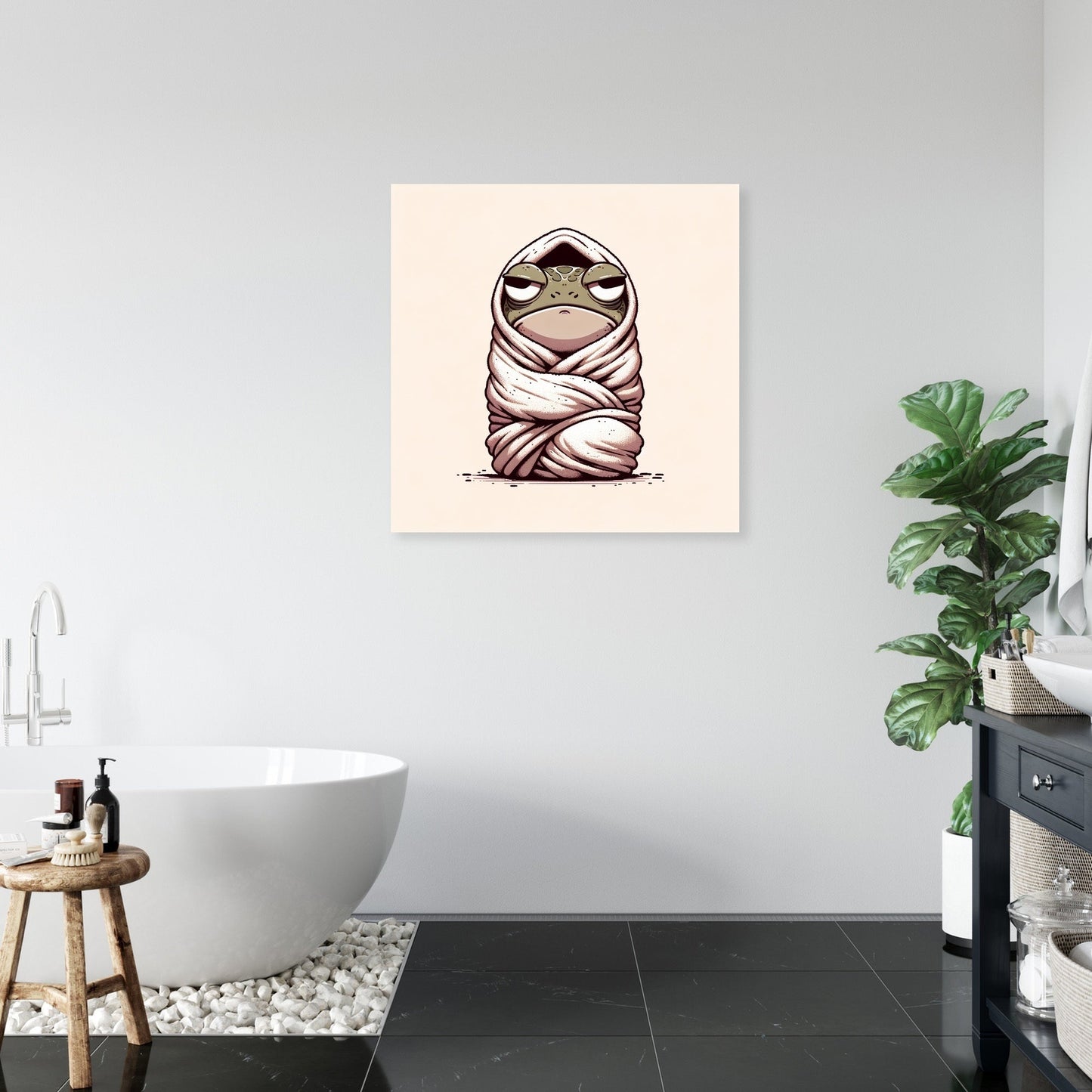 Grumpy Towel Frog Canvas