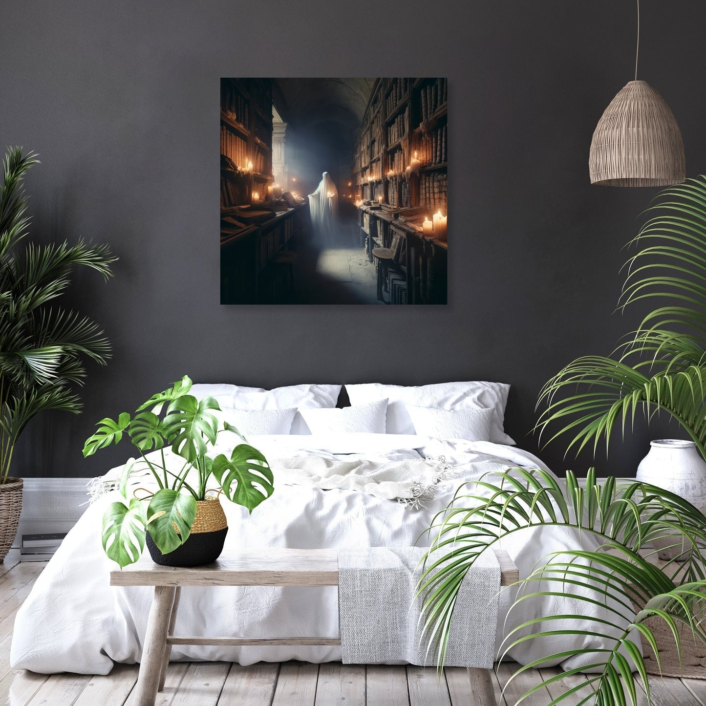 Ghostly Scholar's Library Canvas
