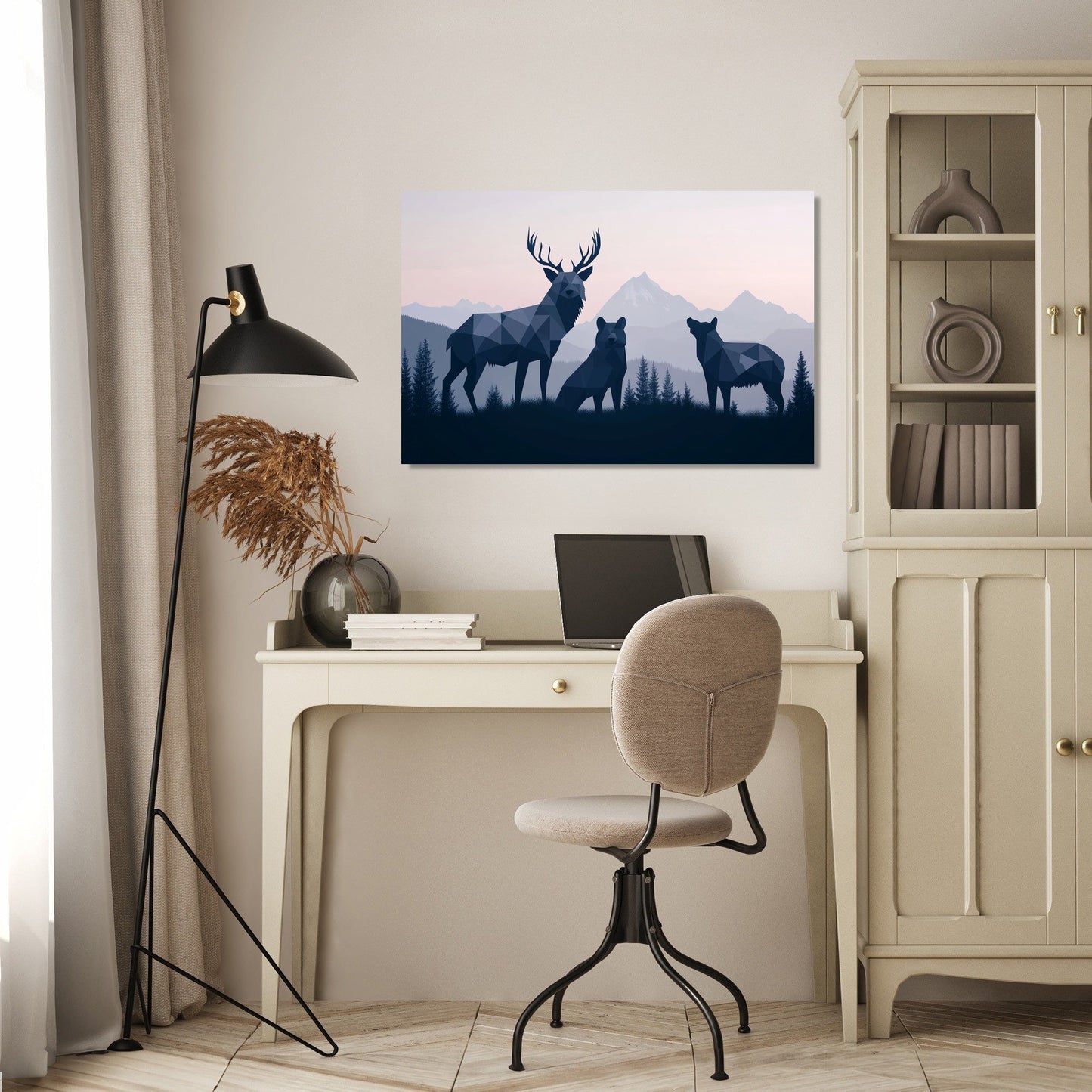 Sombre Wildlife Geometry Canvas