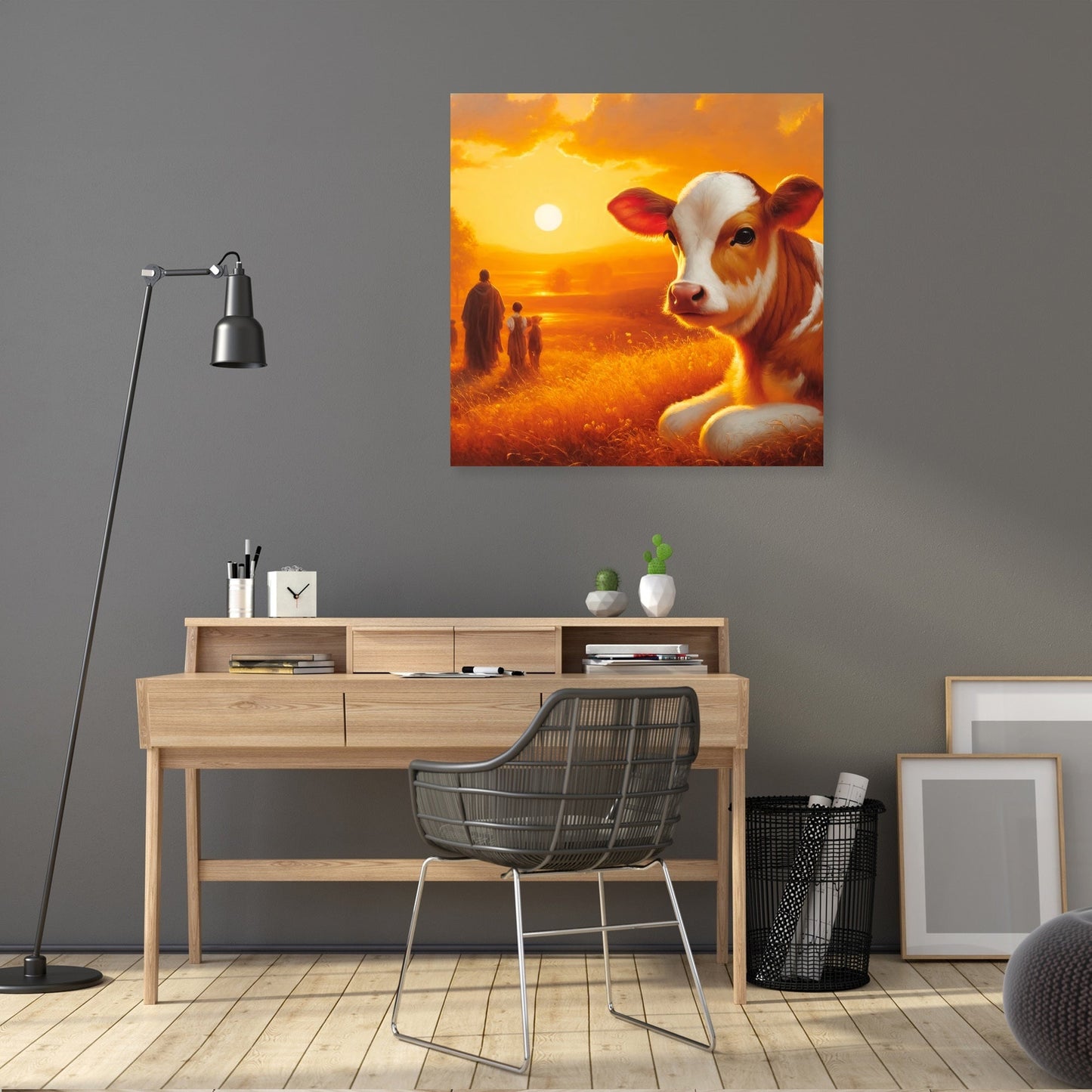 Golden Hour Cow Canvas
