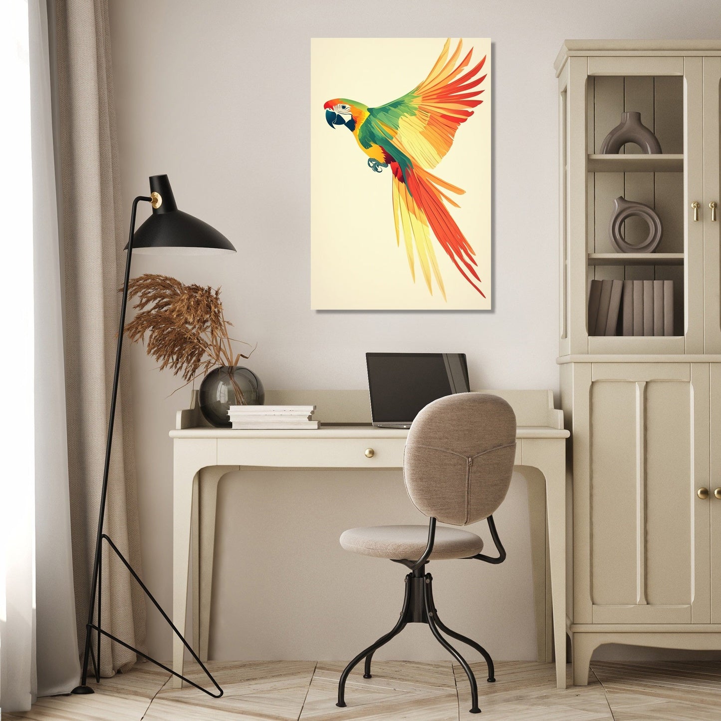 Vibrant Parrot Flight Canvas