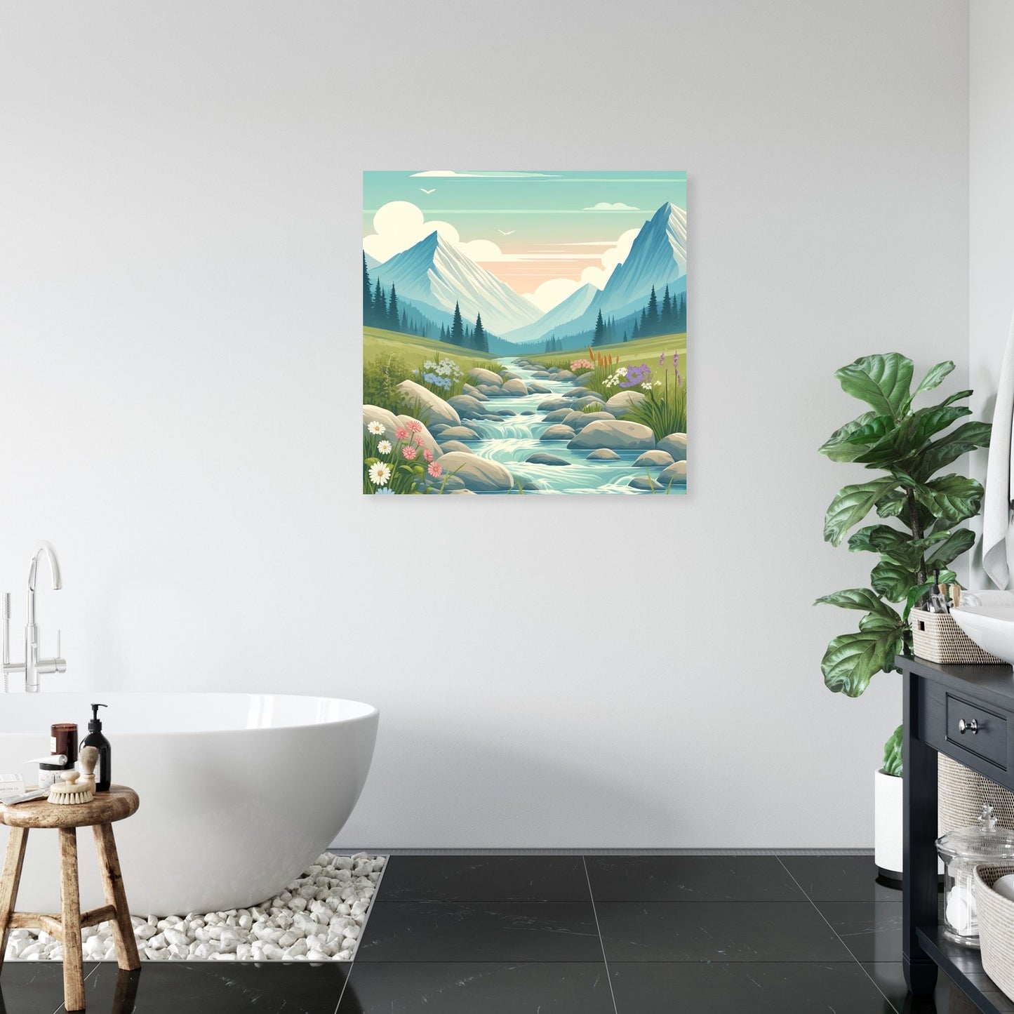 Mountain Stream Serenity Canvas