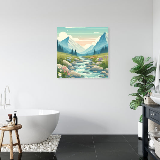 Mountain Stream Serenity Canvas