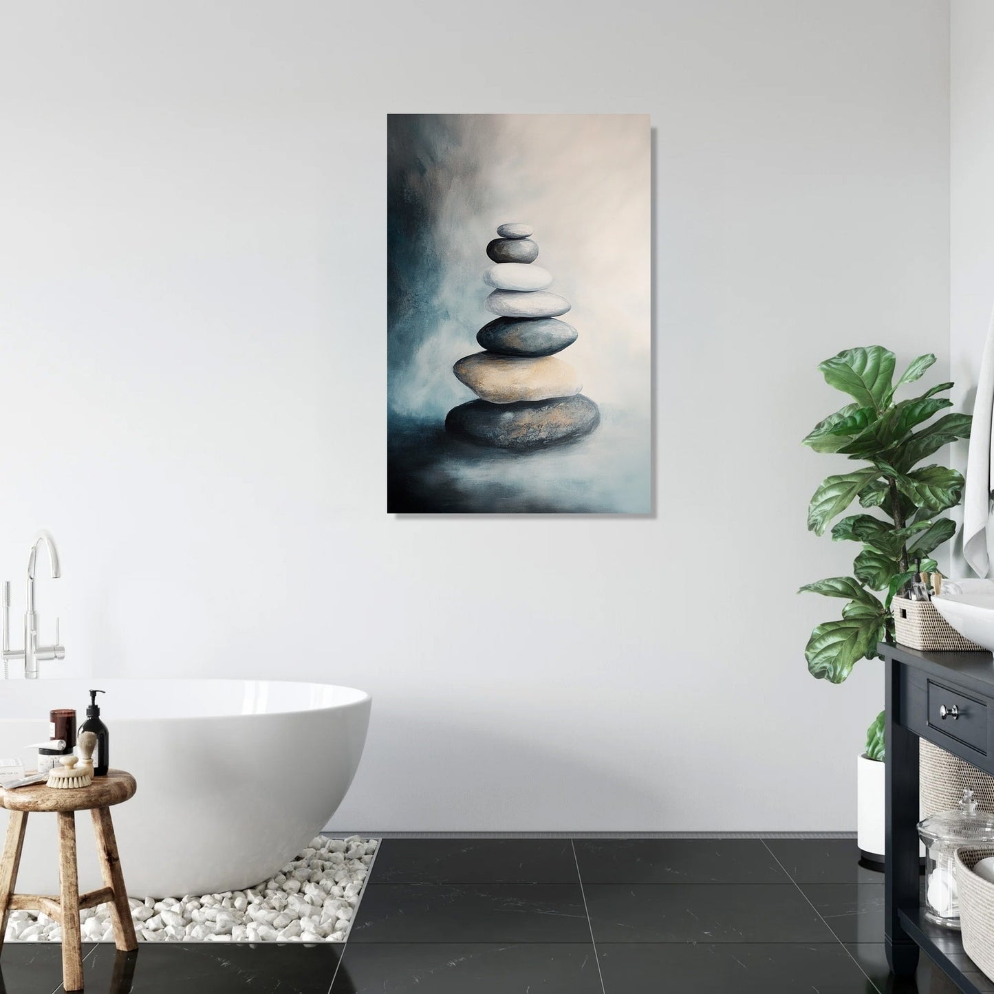 Melancholic Zen Stones Canvas