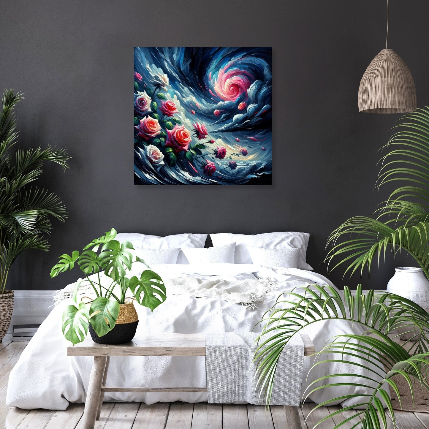 Expressionist Rose Storm Canvas
