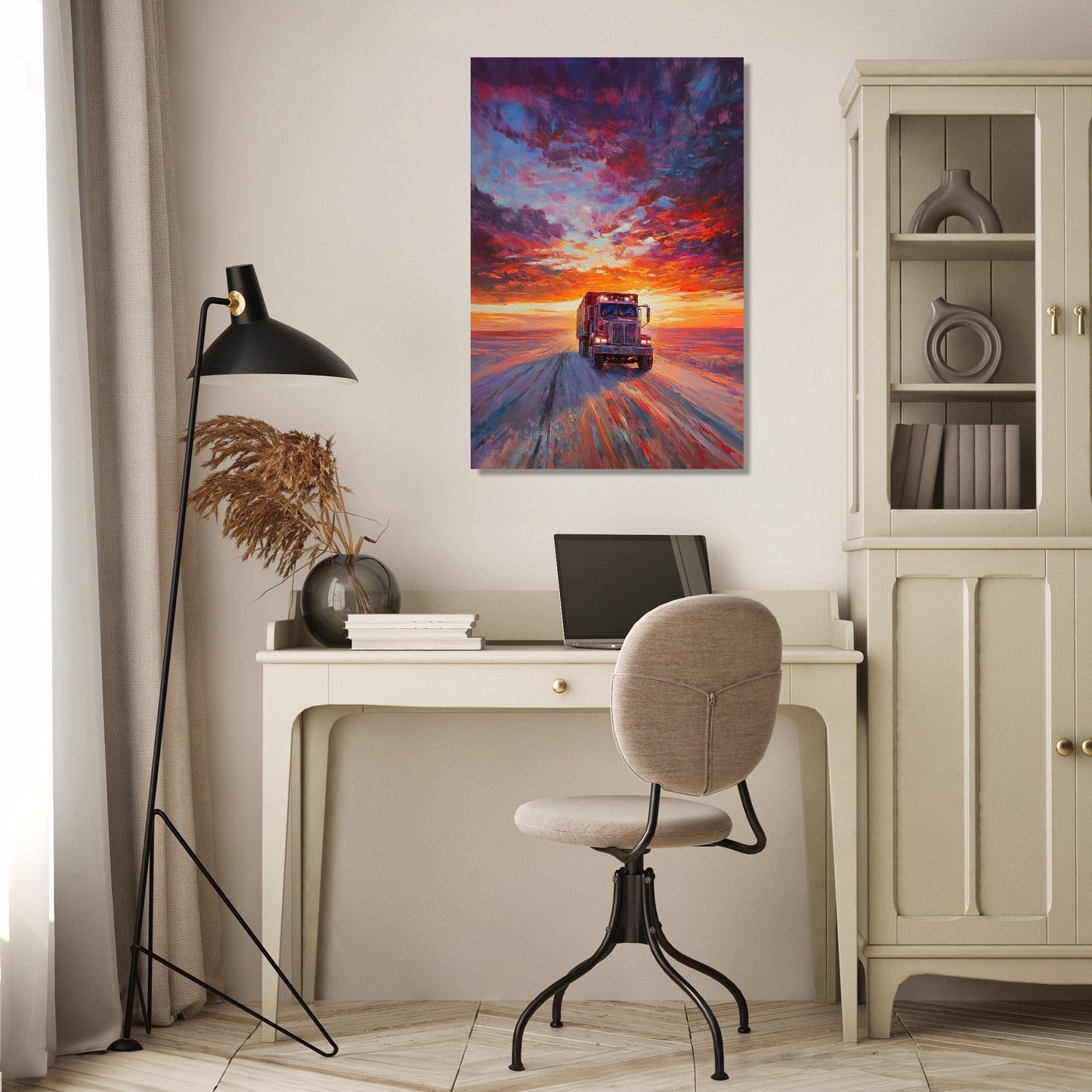 Desert Lorry Sunset Canvas