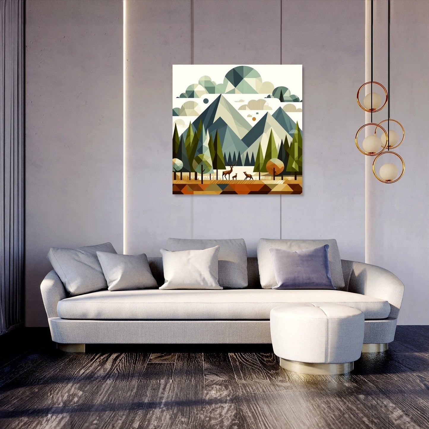 Geometric Forest Harmony Canvas