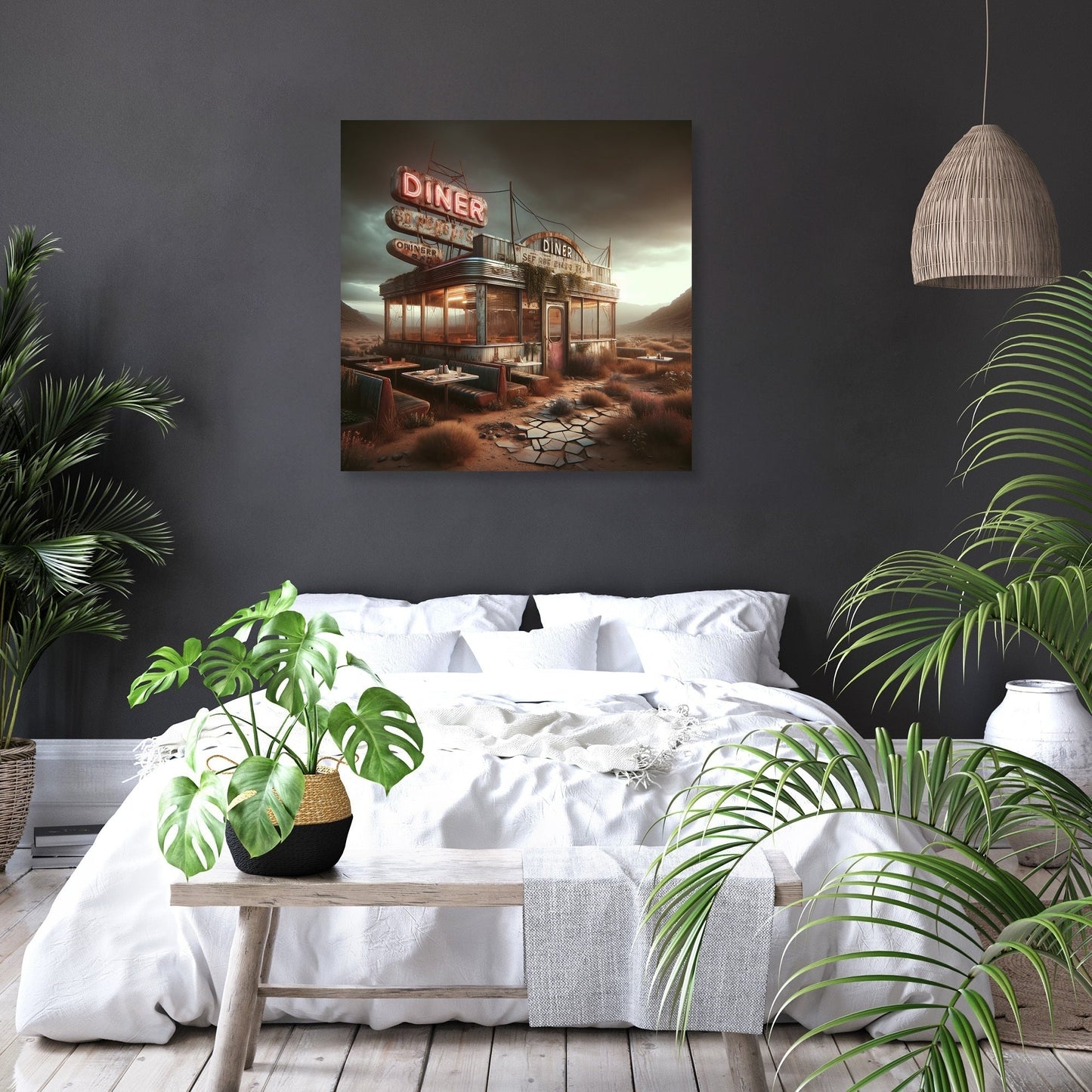 Desolate Diner Delight Canvas