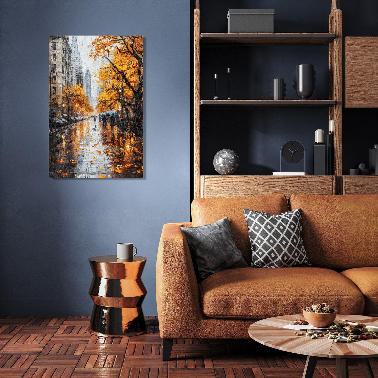 Autumn Rain City Canvas