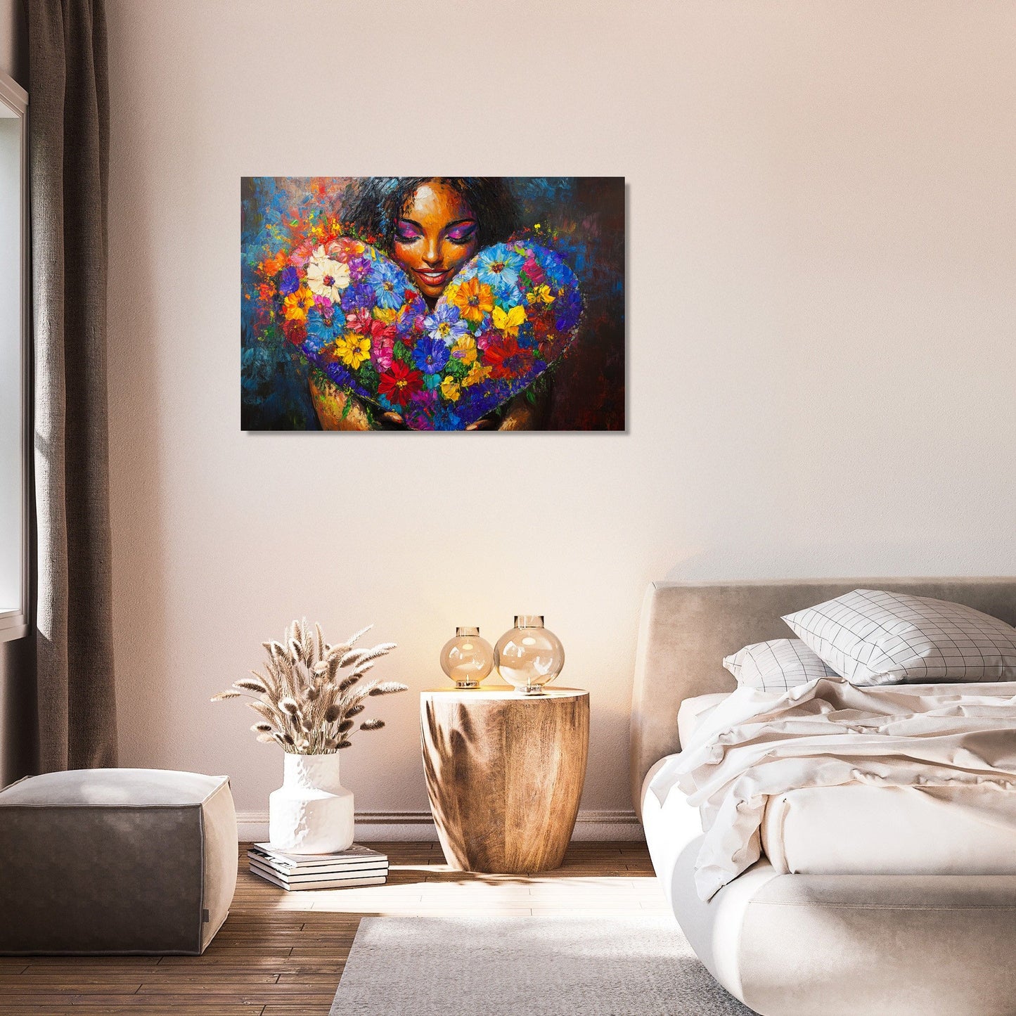Floral Heart Embrace Canvas