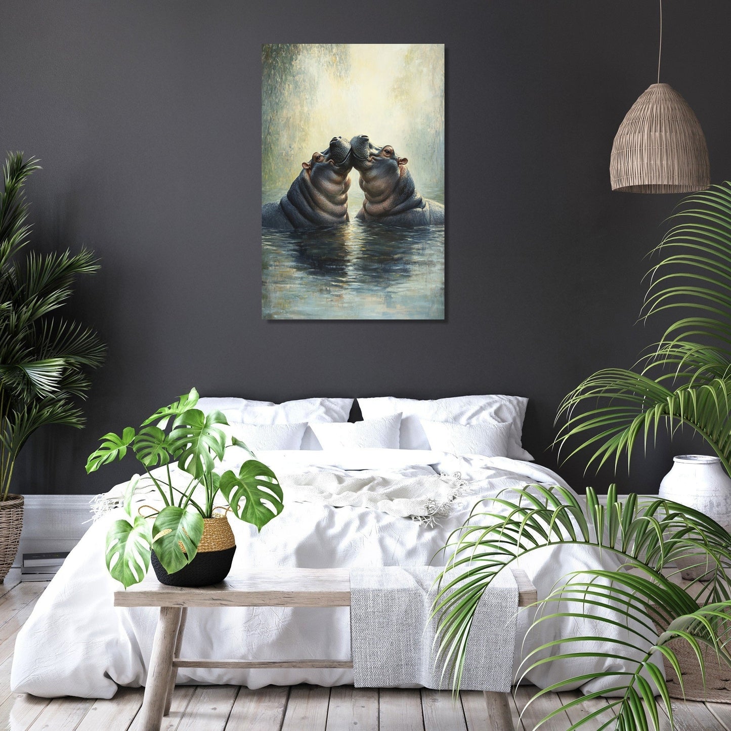 Pastel Hippo Harmony Canvas