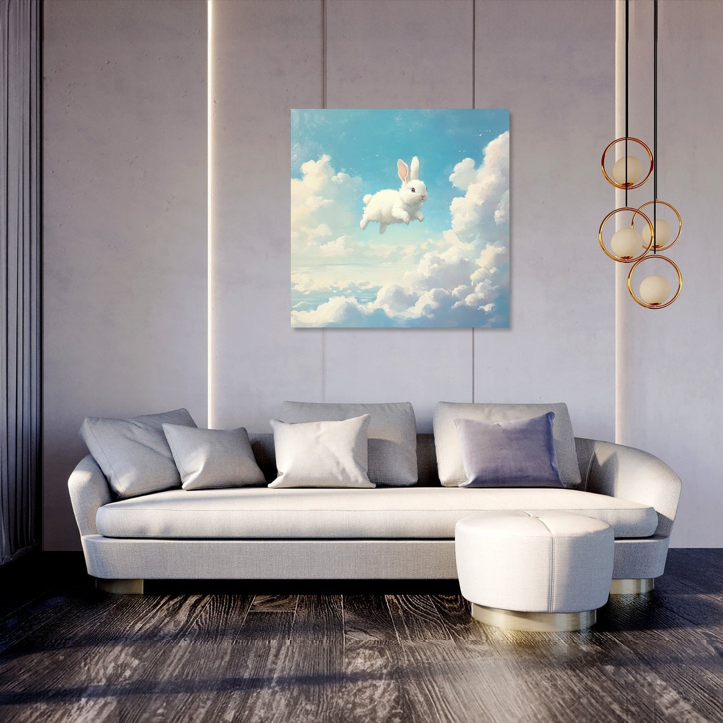 Fluffy Clouds Bunny Canvas