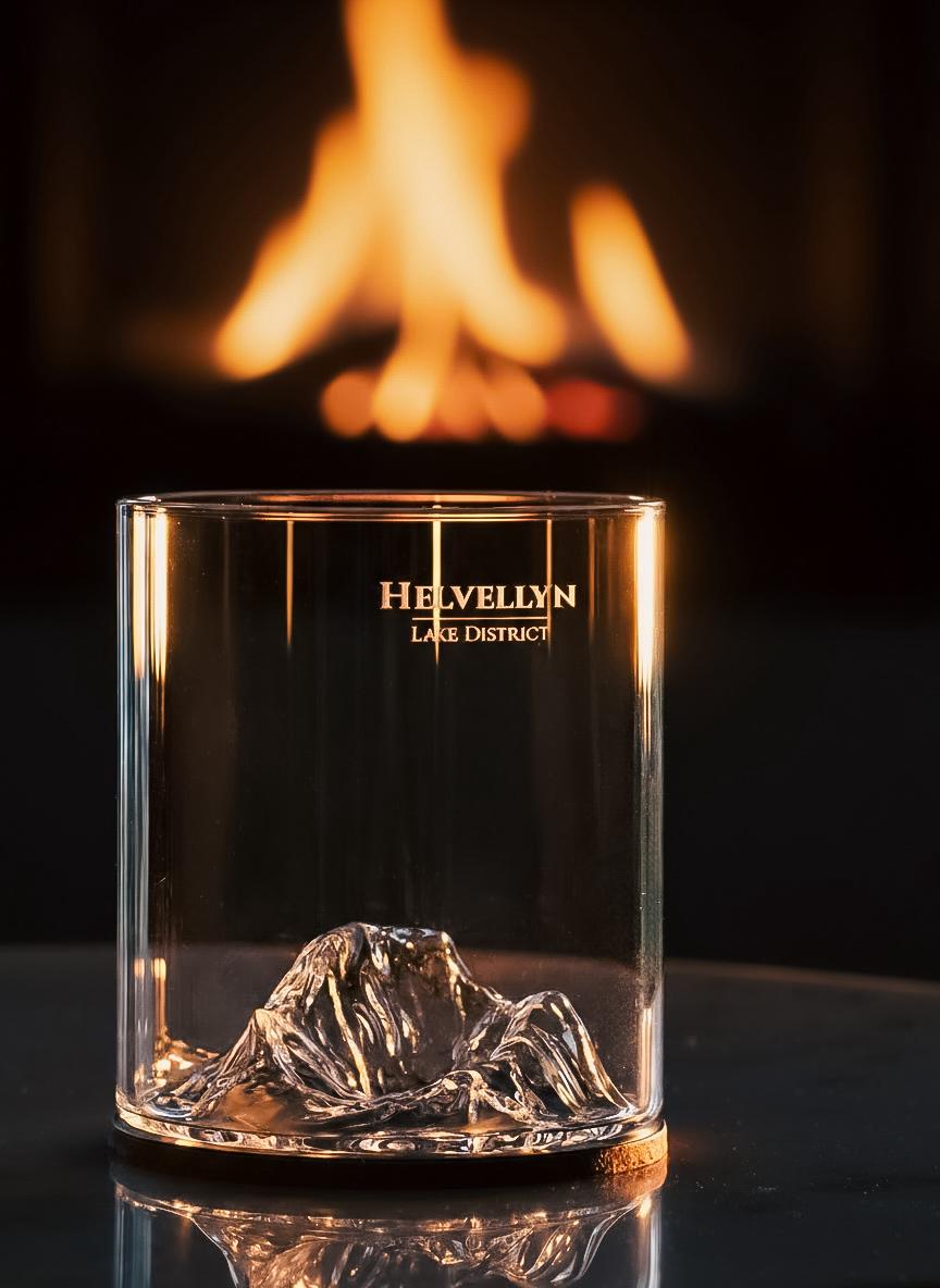 Helvellyn Glass Tumbler & Coaster Set: Lake District Mountain Gift