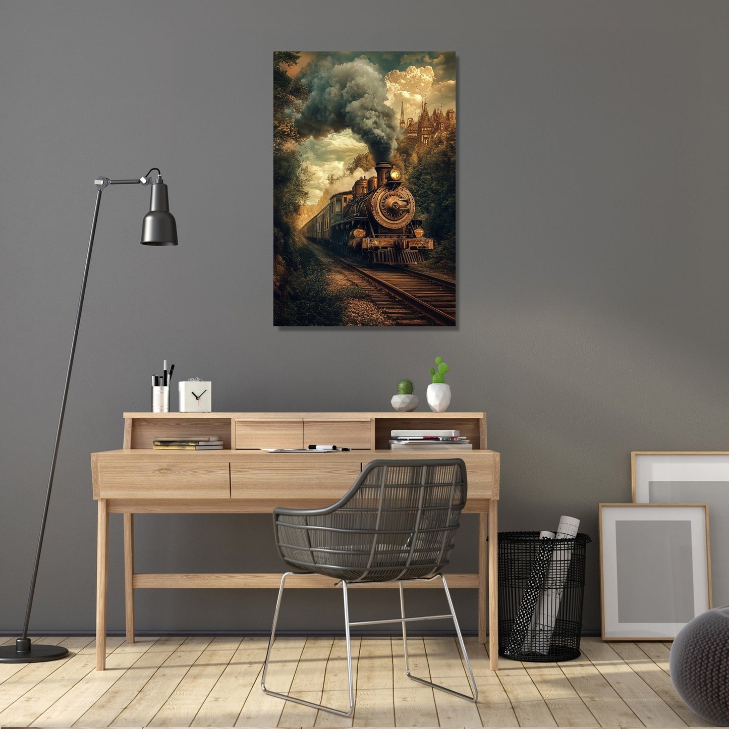 Steampunk Locomotive Reverie Canvas
