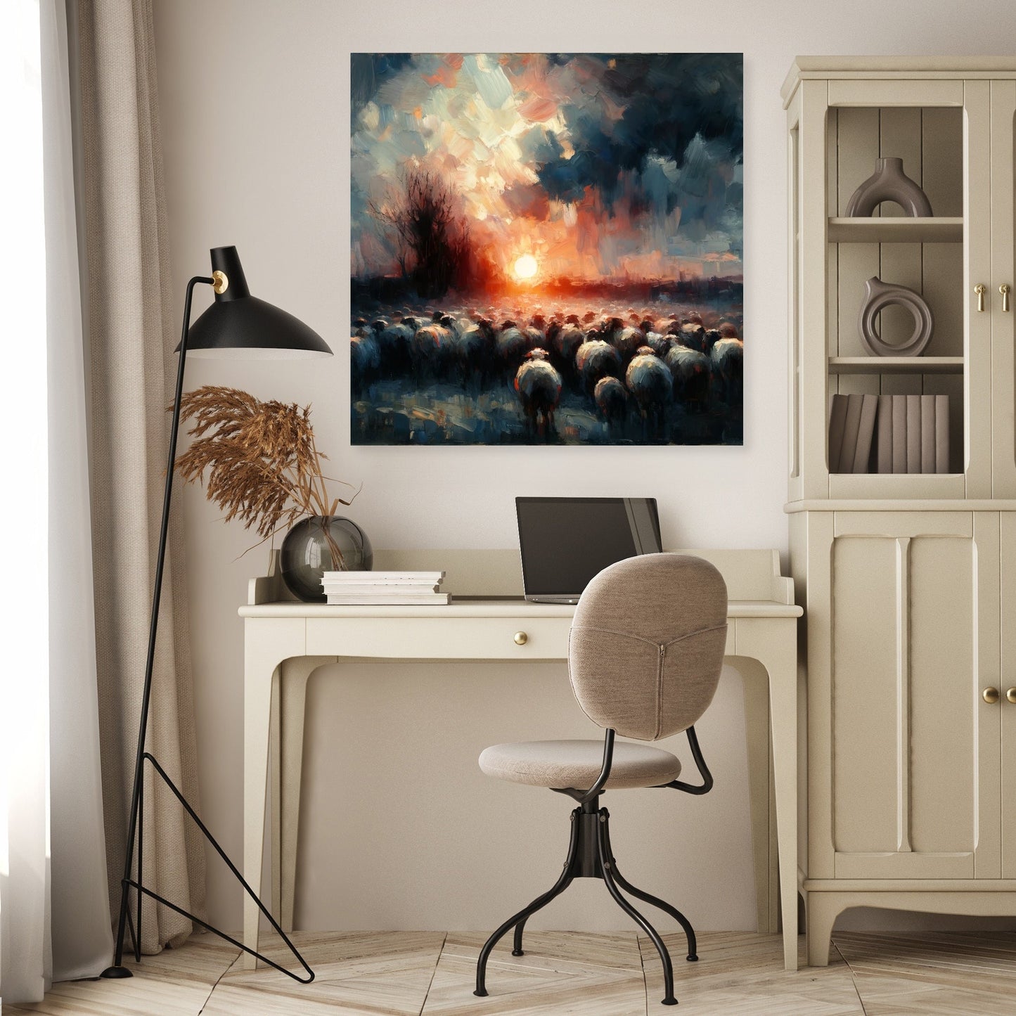 Dusk Silhouettes Sheep Canvas