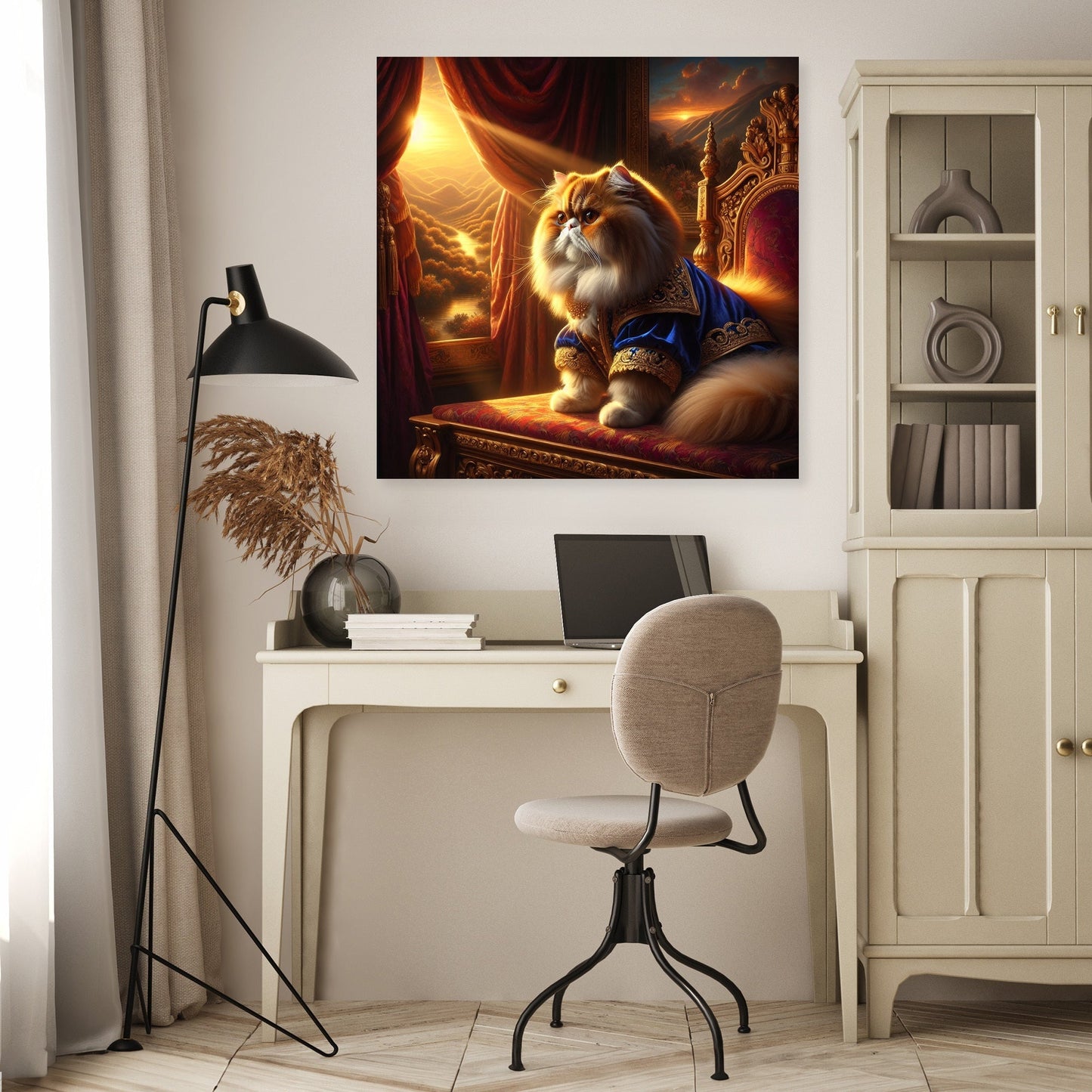 Regal Feline Contemplation Canvas