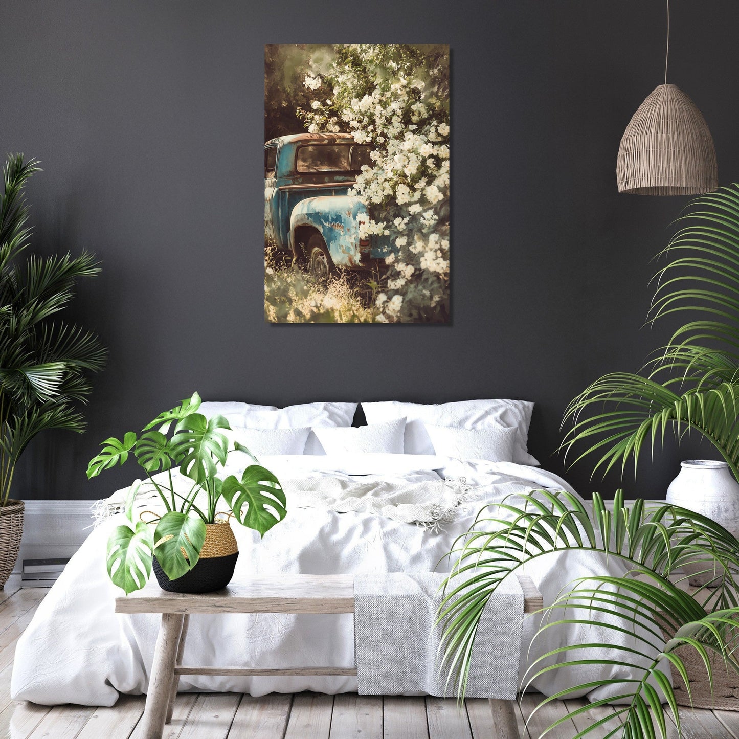 Rustic Pickup Floral Canvas