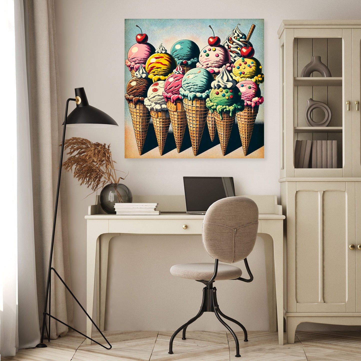Vintage Pop Ice Cream Delight Canvas