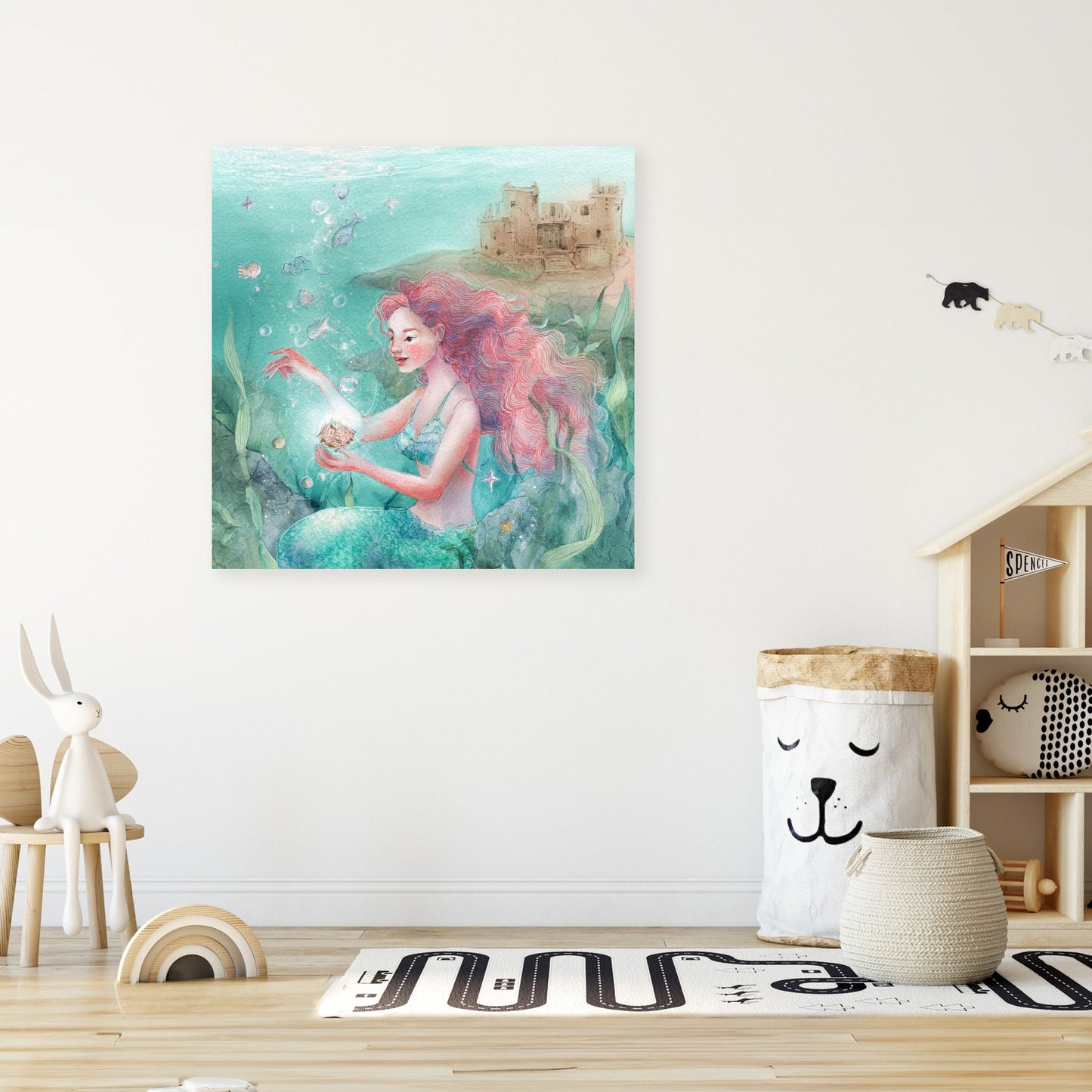 Mermaid Treasure Castle Canvas