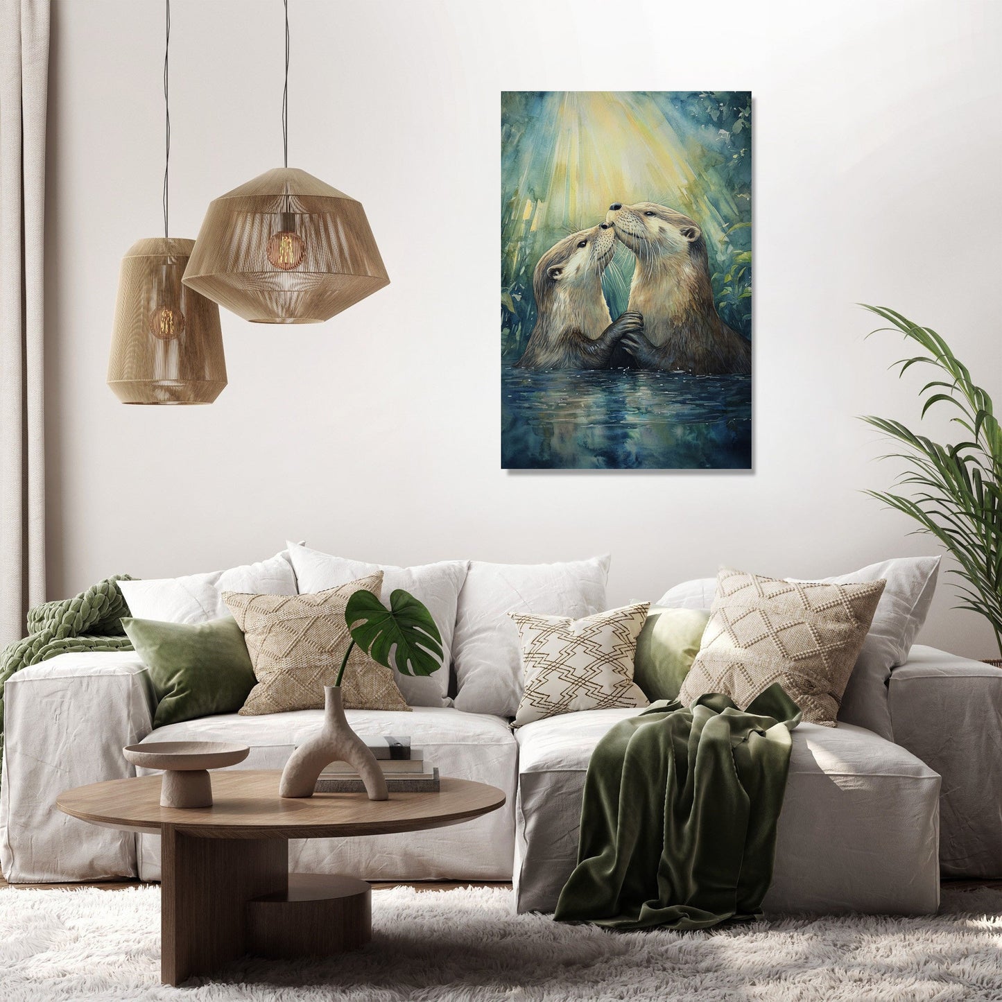 Otters' Embrace on Canvas